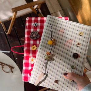 Walnut Diary Fabric Notebook - Simple Daily Blank Journal for Writing, Planning, and Organizing