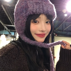 Warm and Cold-Resistant Women's Lei Feng Hat - Thickened Fleece-Lined Knitted Wool Ear Protection Hat for Winter Fashion