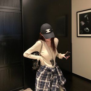 Warm and Soft Melody V-Neck Wool Sweater for Women - Long Sleeve Knitted Top for Spring and Winter, Cozy Lazy Style Fashion