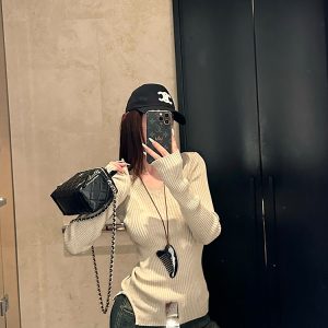 Warm and Soft Melody V-Neck Wool Sweater for Women - Long Sleeve Knitted Top for Spring and Winter, Cozy Lazy Style Fashion