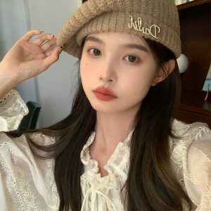 Warm Plush Knitted Beret Hat for Women - 