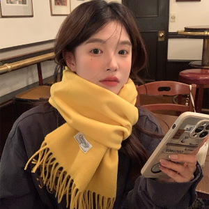 Warm Yellow Wool Scarf for Women - Thick Versatile Winter Accessory, All-Australia Design, Perfect for Couples and Students
