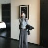 Washed Black Vintage Chic Wide-Leg Jeans for Women - Spring Winter Fashion, Y2K Style, Trendy Casual Denim
