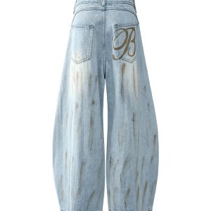Washed Distressed Baggy Denim Pants for Men - Loose Trendy Casual Curved Blade Style - 90s Inspired Fashion