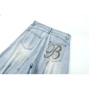 Washed Distressed Baggy Denim Pants for Men - Loose Trendy Casual Curved Blade Style - 90s Inspired Fashion