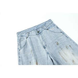 Washed Distressed Baggy Denim Pants for Men - Loose Trendy Casual Curved Blade Style - 90s Inspired Fashion