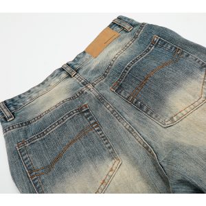 Washed Vintage Wide-Leg Denim Pants for Women - Trendy Baggy Machete Style Curved Blade Trousers, Y2K Inspired Fashion