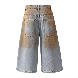 Wasteland Dirty Cowboy Shorts - Loose Trendy American Retro Street Style Summer Capris for Casual Wear