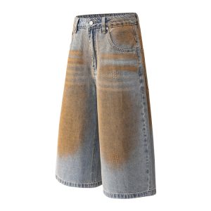 Wasteland Dirty Cowboy Shorts - Loose Trendy American Retro Street Style Summer Capris for Casual Wear