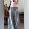 Water-Washed Gray Wide-Leg Jeans for Women - Vintage Loose Fit Flattering Straight-Leg Pants - Summer 90s Style