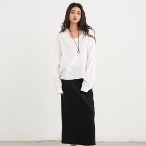 White Deep V-Neck Linen Shirt Cover-Up for Women - Loose Fit Spring Summer Top - Casual Fashion Essential