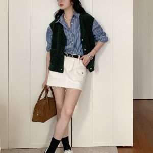 White Denim Mini Skirt for Women - 2023 Summer High Waist Slim A-Line Style, Trendy Casual Look for Work and Play