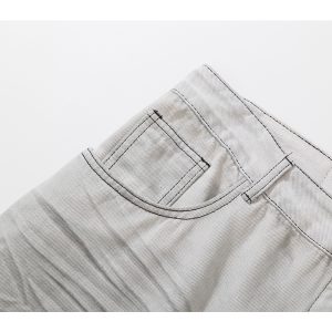 White Denim Pleated Wide-Leg Jeans with Distressed Cat Whiskers and Scratches - Trendy Baggy Style for 90s and Y2K Fashion