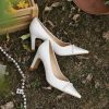 White French Style Thick-Heeled Wedding Shoes for Women - Comfortable Bridal High Heels for Everyday Wear