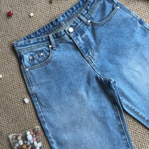 White Jade Cat Eye Summer Breeze Blue Wide-Leg Jeans - Light Comfortable Y2K Style for Effortless Summer Fashion