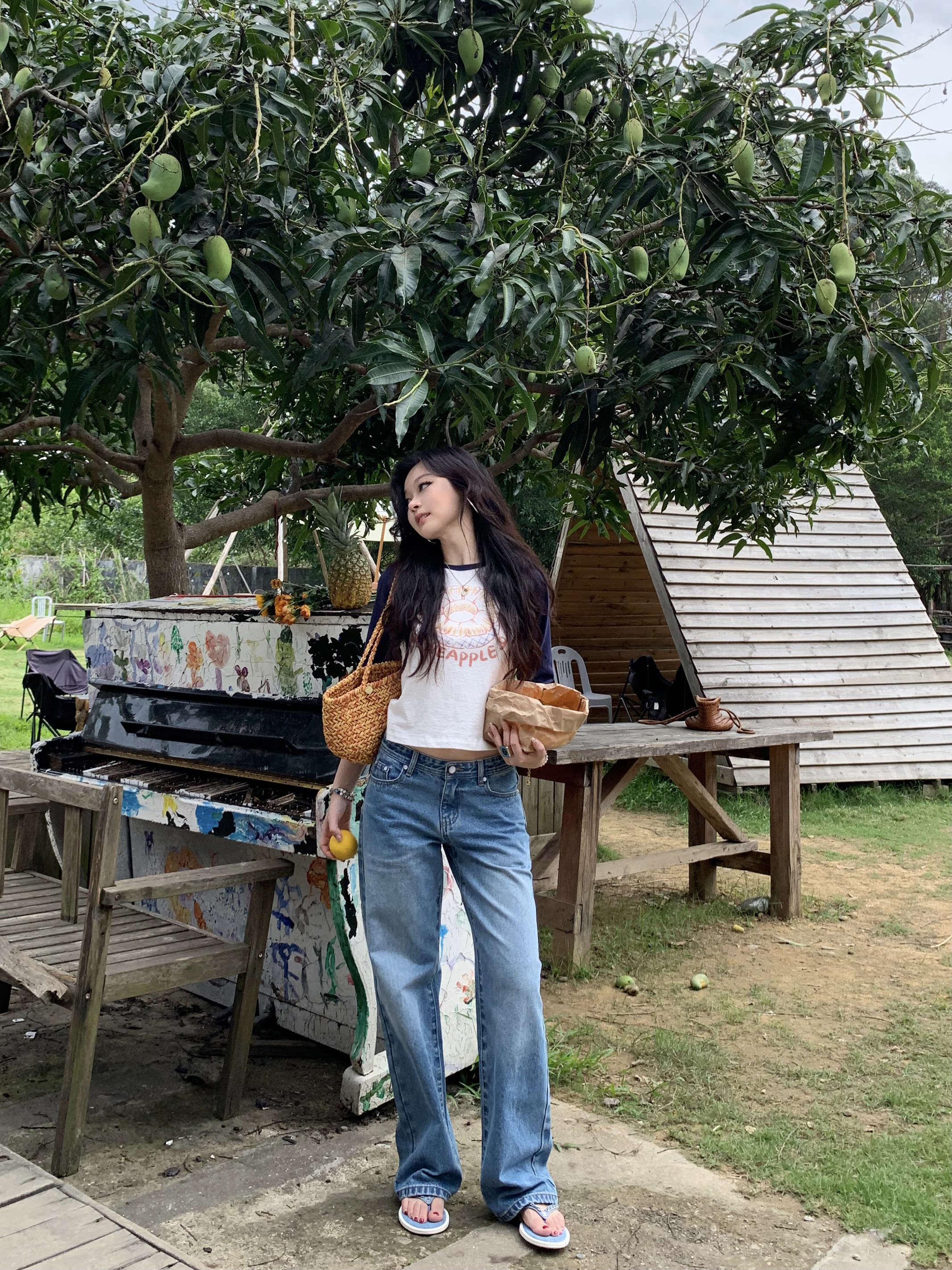 White Jade Cat Eye Summer Breeze Blue Wide-Leg Jeans - Light Comfortable Y2K Style for Effortless Summer Fashion