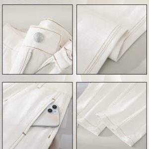 White Lyocell Wide-Leg Jeans for Women, High-Waisted Tencel Cotton Loose Fit, 2025 Spring/Summer Fashion, Trendy Casual Pants