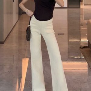 White Micro-Flare Jeans for Women - Low-Waist Slim Straight Wide-Leg Pants for Summer 2025, Trendy Loose Fit, Fashion Staple