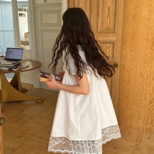 White Orchid Pleated H Strap Dress - Cotton Feel, Adjustable Shoulder Straps, Floral Design, Perfect for Summer Events
