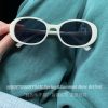 White Oval Cat-Eye Sunglasses - Trendy 2024 European American Shades for Hot Girl Fashion, Vintage-Inspired Cat Eye Eyewear