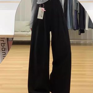 White Textured High-Waisted Wide-Leg Jeans for Women, Summer Casual Loose-Fitting Draped Straight-Leg Long Pants