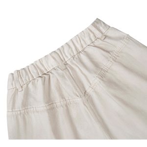 White Wide-Leg Casual Pants with Scratched Cat Whiskers - Baggy Curved Blade Design for Y2K and 90s Inspired Style