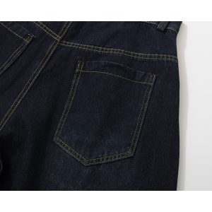 Wide-Leg Curved Pants with Chain Decoration - American Street Style Coating Denim, Trendy 90s-Inspired Look