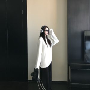 Wide-Leg Drawstring Casual Pants for Women - Minimalist Floor-Length Draped Sweatpants - Winter 370G Comfort Style