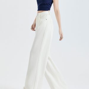 Wide-Leg Tencel Jeans for Women, Starry Sky Pattern, High-Waisted Loose Draped Trousers, Breathable Ice Silk, Summer 2025