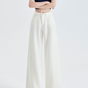 Wide-Leg Tencel Jeans for Women, Starry Sky Pattern, High-Waisted Loose Draped Trousers, Breathable Ice Silk, Summer 2025