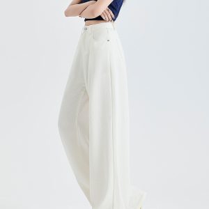 Wide-Leg Tencel Jeans for Women, Starry Sky Pattern, High-Waisted Loose Draped Trousers, Breathable Ice Silk, Summer 2025