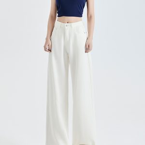 Wide-Leg Tencel Jeans for Women, Starry Sky Pattern, High-Waisted Loose Draped Trousers, Breathable Ice Silk, Summer 2025