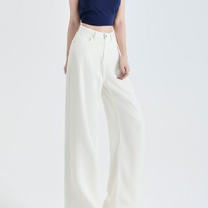 Wide-Leg Tencel Jeans for Women, Starry Sky Pattern, High-Waisted Loose Draped Trousers, Breathable Ice Silk, Summer 2025