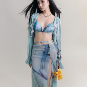Wilderness Sea Breeze Sexy Hot Girl Bikini Swimwear Three-Piece Set - Vacation Style, Trendy Summer Swimwear, Beachwear, Y2K Style