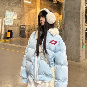 Winter Short Cotton Jacket for Women - Soft Loose Bread Coat with Furry Collar, Thickened Fabric, Sweet Cool Style