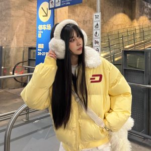 Winter Short Cotton Jacket for Women - Soft Loose Bread Coat with Furry Collar, Thickened Fabric, Sweet Cool Style