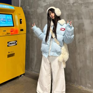 Winter Short Cotton Jacket for Women - Soft Loose Bread Coat with Furry Collar, Thickened Fabric, Sweet Cool Style