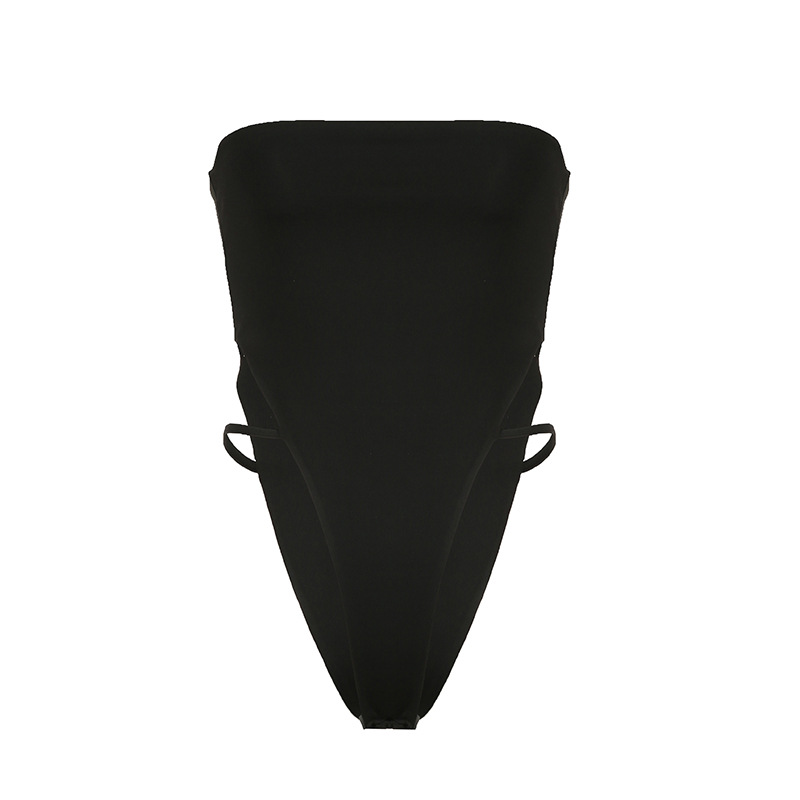 Women's 2024 One-Shoulder Strapless Hollow High-Waisted Jumpsuit - Sexy Solid Color Fashion Top for European and American Style