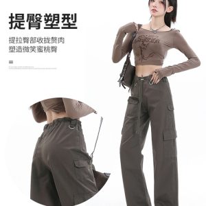 Women's American-Style Narrow Straight-Leg Work Pants, Summer Thin Wide-Leg Slimming Casual Hip-Hop Streetwear