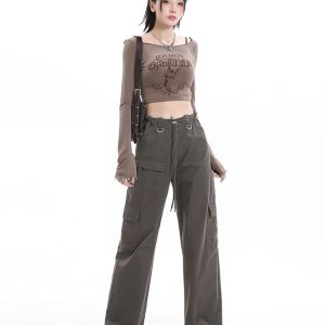 Women's American-Style Narrow Straight-Leg Work Pants, Summer Thin Wide-Leg Slimming Casual Hip-Hop Streetwear