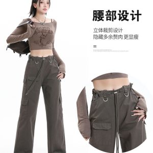 Women's American-Style Narrow Straight-Leg Work Pants, Summer Thin Wide-Leg Slimming Casual Hip-Hop Streetwear