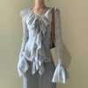 Women's Autumn Lotus Leaf Lace Collar Knitted Cardigan and Camisole Dress Two-Piece Set - Lightweight Layering for Chic Style