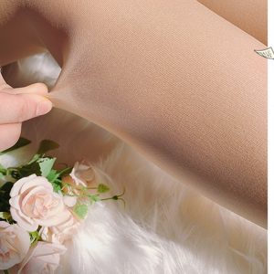 Women's Bare Feel Layered Tights with Fleece Socks - Autumn Winter Thin Leggings, Pudding Bear Design, Perfect for Y2K Style