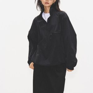 Women's Black Half-Zip Windbreaker Jacket - American Style Outdoor Sports Top for Cycling and Hiking, Casual Activewear
