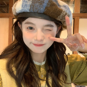 Women's British Style Wool Beret - Octagonal Brushed Hat for Autumn Winter 2024, Versatile Fashion Accessory