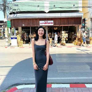 Women's Casual Summer Fish Tail Strap Dress - Solid Color, Versatile Slim Fit, Relaxed Style for Effortless Elegance