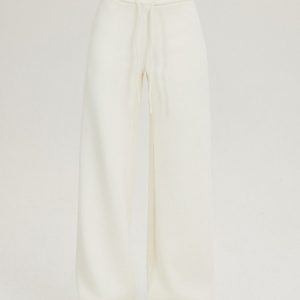 Women's Casual Wide-Leg Fleece Sweatpants with Drawstring - Cozy Autumn and Winter Long Pants for Comfort and Style