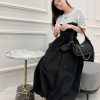 Women's Color Block Pleated Waist Slimming Fit Short Sleeve T-Shirt - European & American Style, Black and White, Summer Cotton Top