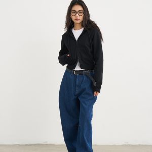Women's Fleece Lined Straight Leg Jeans - Casual Loose Fit for Autumn Winter 2024 - Trendy Personality Style Pants
