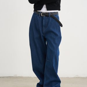 Women's Fleece Lined Straight Leg Jeans - Casual Loose Fit for Autumn Winter 2024 - Trendy Personality Style Pants